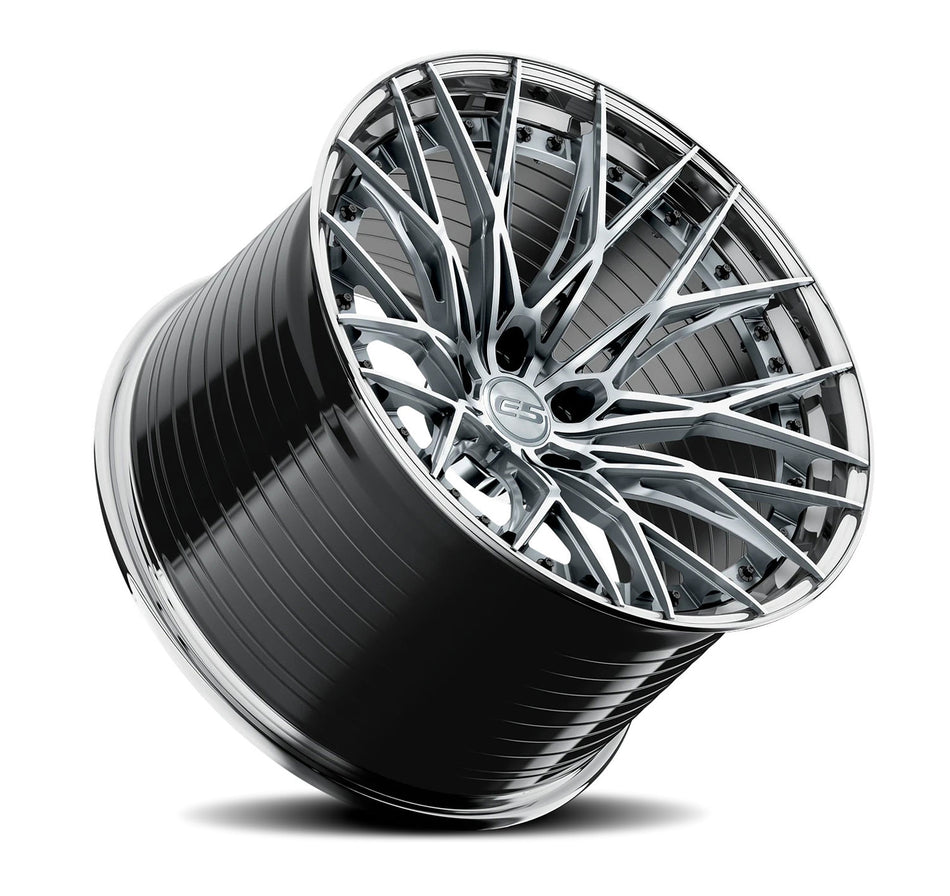 E5 Sebring 2p C8 Corvette 19" Front 20" Rear Wheel and Tire Package - Titanium w/ Polished Lip