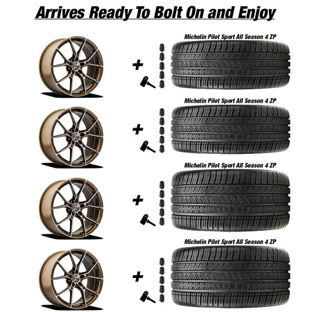 E5 Daytona Bronze Brushed Tint Corvette C8 Michelin Pilot Sport 4 All Season ZP Wheel and Tire Package