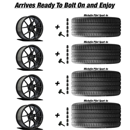 E5 Daytona Gloss Black Corvette C8 Michelin Pilot Sport 4s Wheel and Tire Package