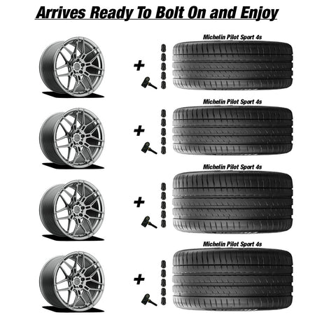 E5 Speedway Titanium Brushed Corvette C8 Michelin Pilot Sport 4s Wheel and Tire Package