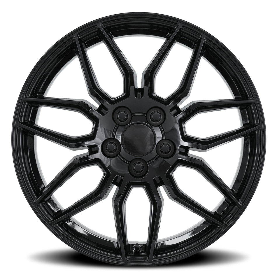 Factory Reproductions FR401F C7 Z06 Corvette 19" Front 20" Rear Wheel and Tire Package - Gloss Black