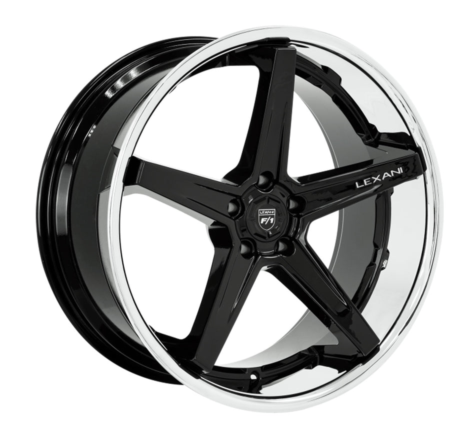 Lexani Savage Tesla Model 3 20" Front and Rear Wheel and Tire Package - Black w/ Chrome Lip