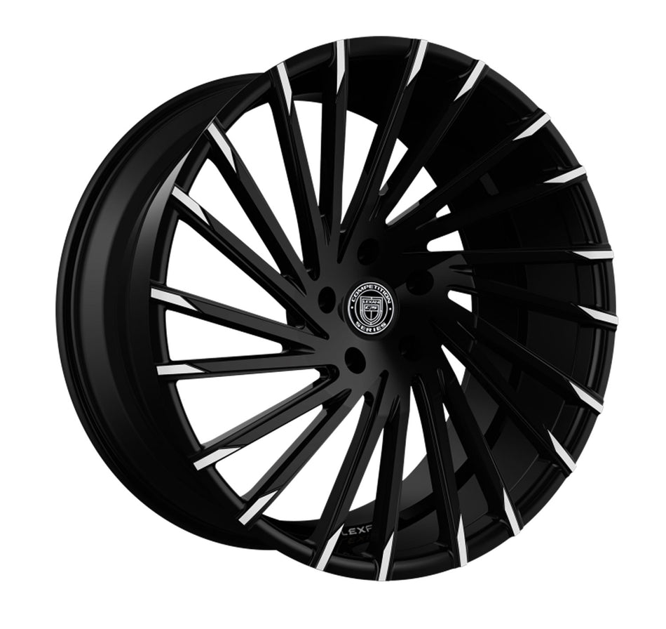 Lexani Wraith Tesla Model 3 20" Front and Rear Wheel and Tire Package - Black w/ Machined Tips