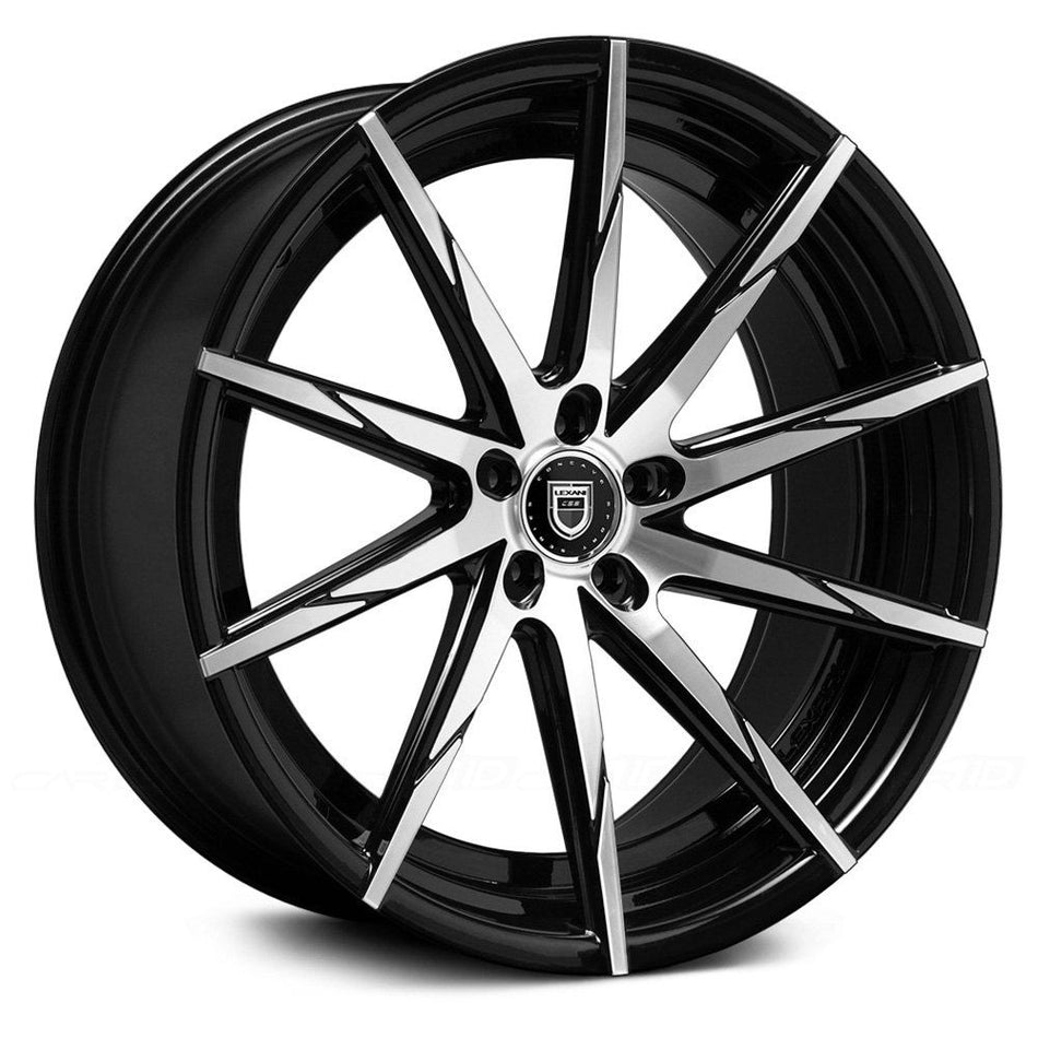 Lexani CSS-15 Tesla Model 3 20" Front and Rear Wheel and Tire Package - Black w/Machined Tips