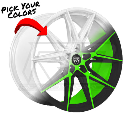 Polaris Slingshot Lexani Hyper Wheel Package Green and Black