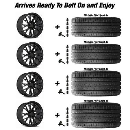 MRR GF5 Gloss Black Corvette C8 Michelin Pilot Sport 4s Wheel and Tire Package