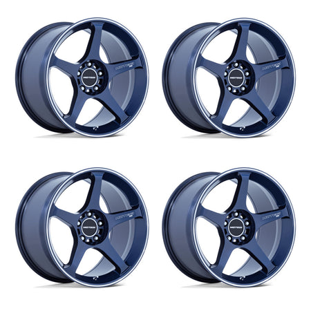 Tesla Model 3 Motegi Battle V Obsidian Blue Mach Lip Stripe  18" wheel package
