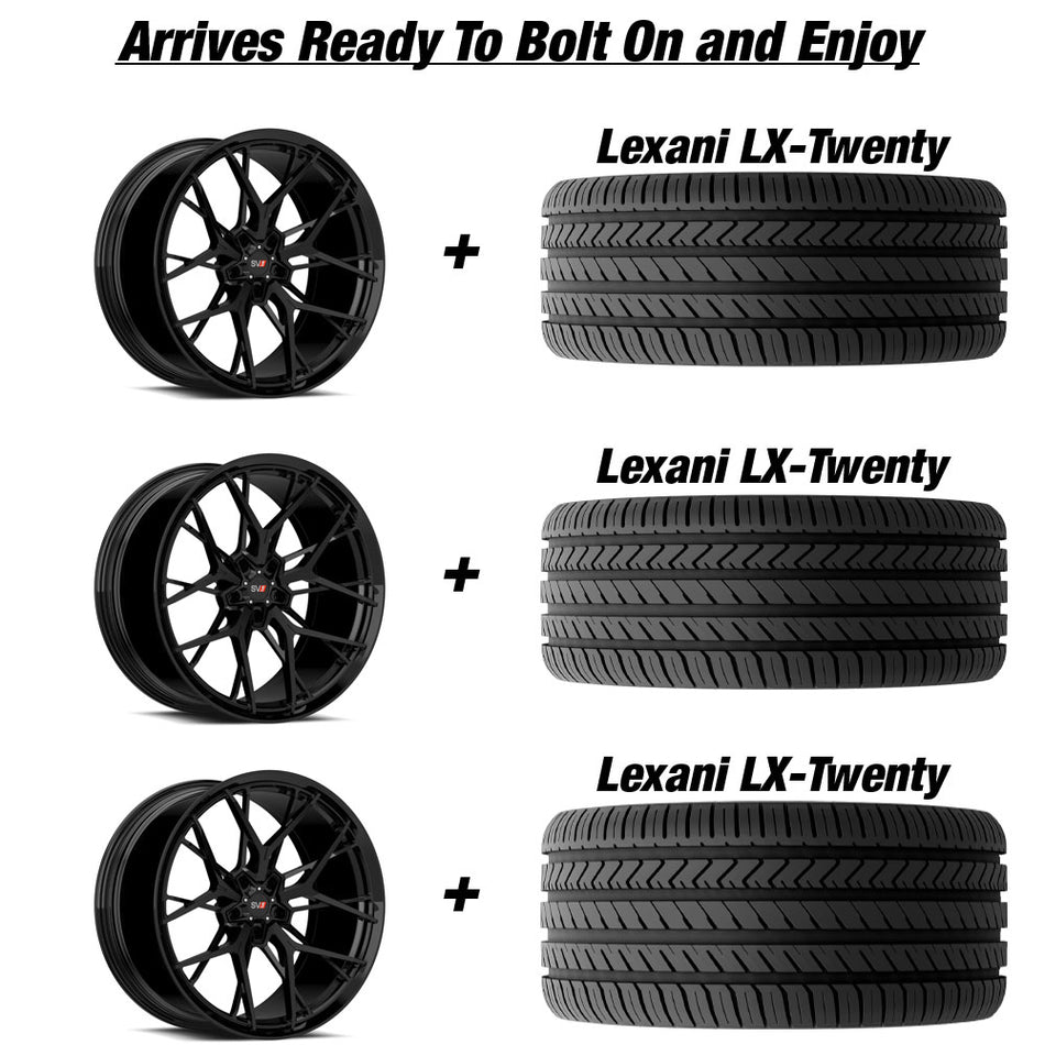 Savini SV1 R3 Slingshot 20" Super Wide Rear (345 or 335) Wheel and Tire Package - Gloss Black