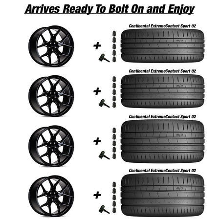 Rotary Forged Chevy Corvette C7 Z06 Vossen HF-5 Gloss Black 19in wheel and Continental ExtremeContact Sport 02 tire package