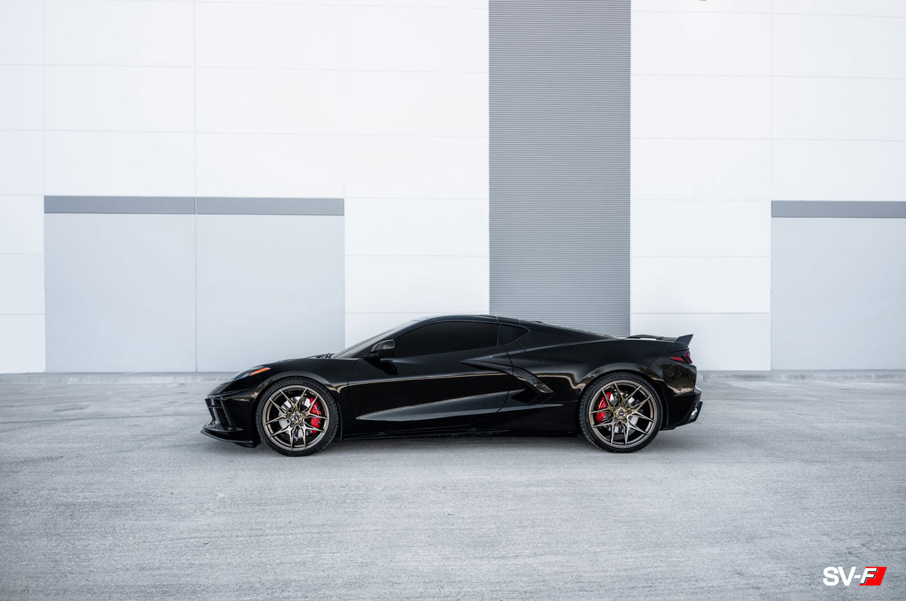 Black C8 Corvette With Bronze Savini SV-F5 Rims