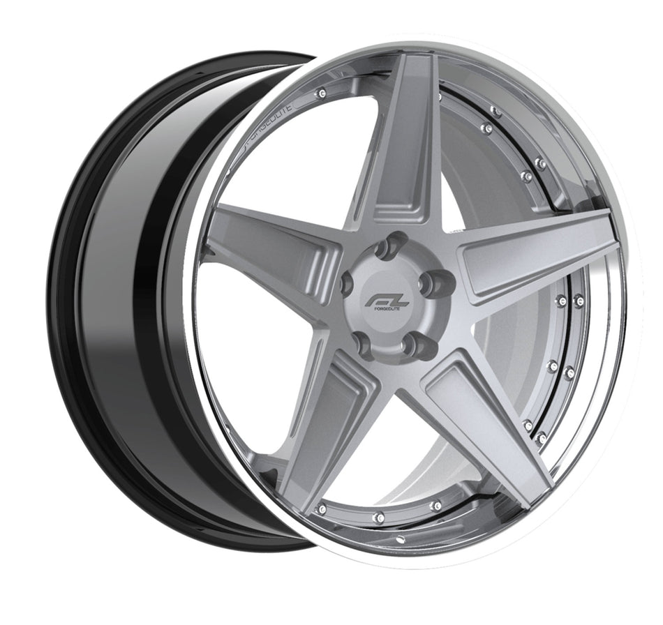Forgedlite RS3 3pc C8 Corvette 20x9" Front 21x12" Rear Wheel and Tire Package - Silver w/Chrome Lip