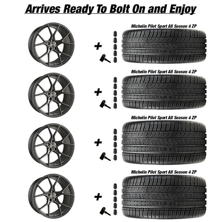 Stance SF07 Brushed Dual Gunmetal Corvette C8 Michelin Pilot Sport 4 All Season ZP Wheel and Tire Package
