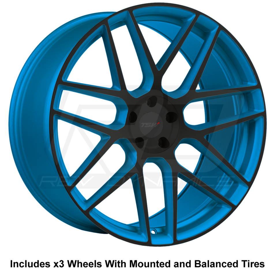 TSW Lasarthe 22" Slingshot Wheel and Tire Package Miami Blue and Black