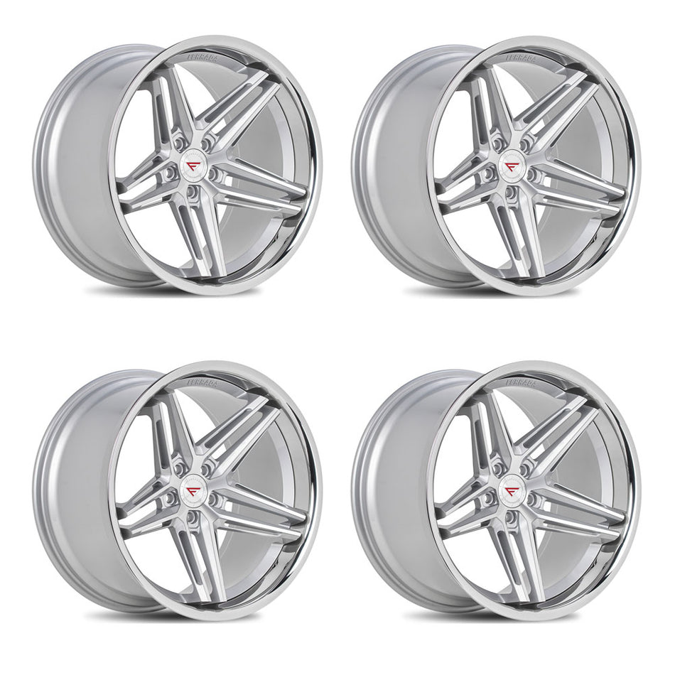 Ferrada CM1 Tesla Model 3 20" Front and Rear Wheel and Tire Package - Machine Silver