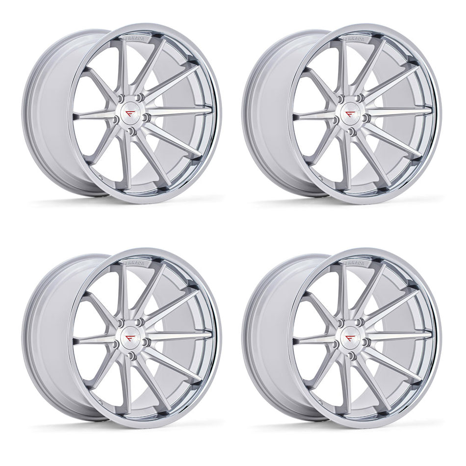 Ferrada FR4 Tesla Model 3 20" Front and Rear Wheel and Tire Package - Machine Silver