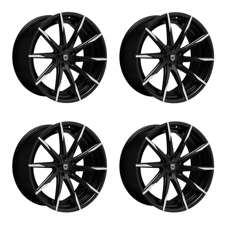 Lexani CSS-15 Tesla Model 3 20" Front and Rear Wheel and Tire Package - Black w/Machined Tips