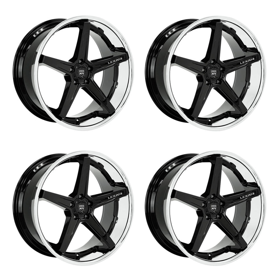 Tesla Model 3 Lexani Savage Gloss Black w Chrome Lip 20in wheel package