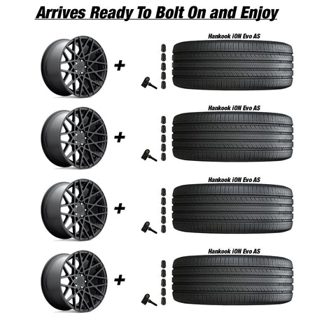 Tesla Model 3 Rotiform BLQ Matte Black 19 wheel and Hankook iON Evo AS tire package