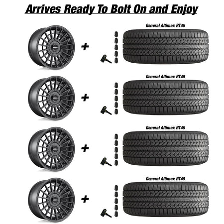 Tesla Model 3 Rotiform LAS-R Matte Black 19 wheel and General Altimax RT45 tire package