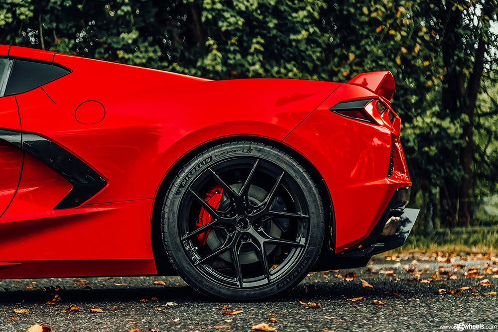 Red C8 Corvette with Avant Garde M580R wheels