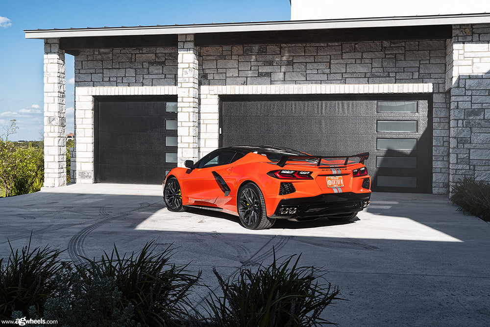 Sebring orange C8 Corvette with Avant Garde Wheels