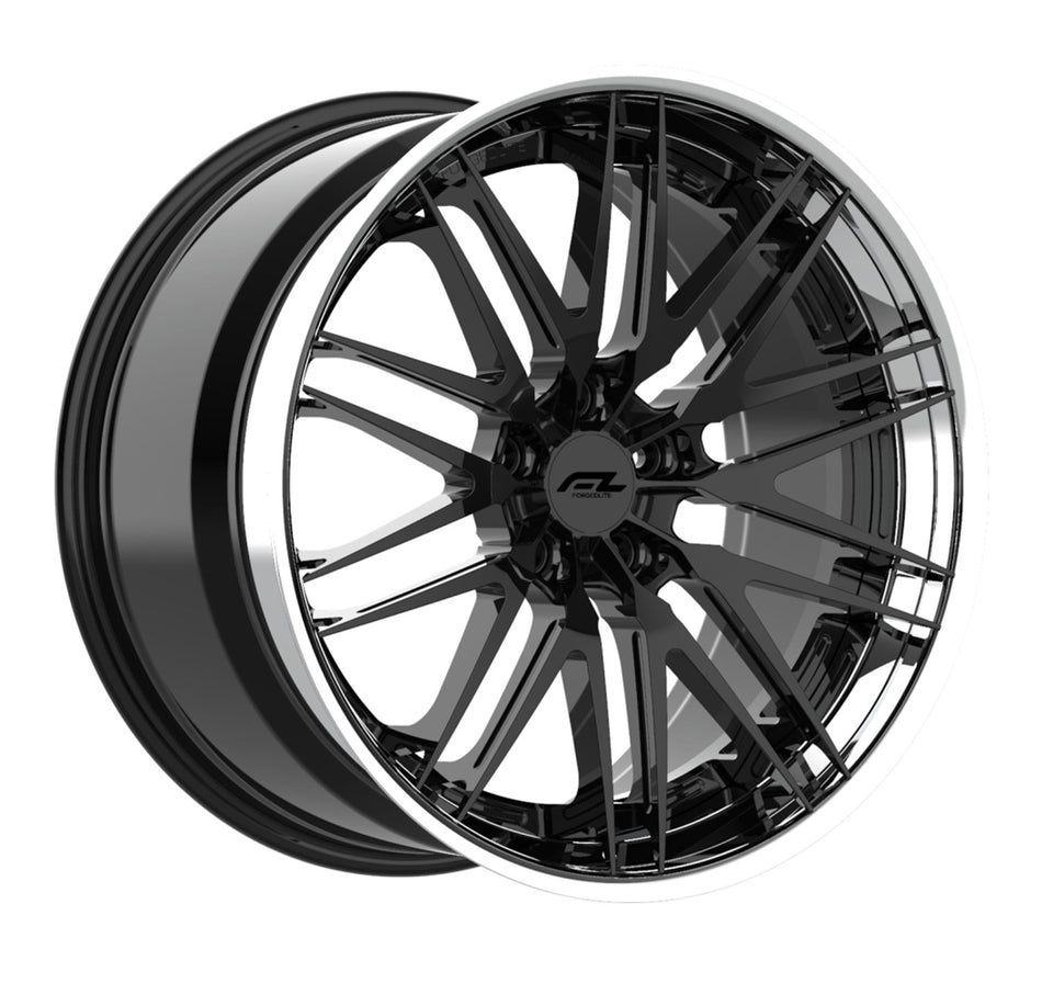 Forgedlite RS15 3pc C8 Corvette 20x9" Front 21x12" Rear Wheel and Tire Package - Gloss Black w/ Chrome Lip (Copy)