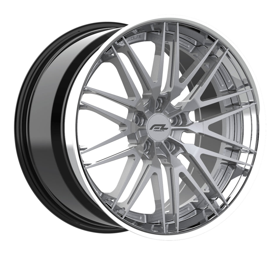 Forgedlite RS15 3pc C8 Corvette 20x9" Front 21x12" Rear Wheel and Tire Package - Silver w/ Chrome Lip