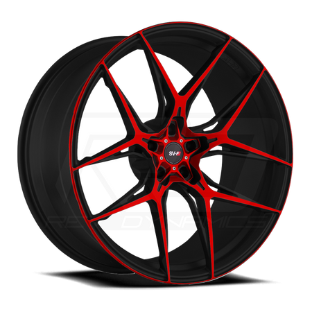 Corvette C8 Custom Torch Red and Black Savini SV-F5 Wheel and Tire Package
